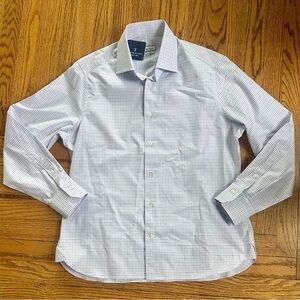 Men's Light Blue Checkered Dress Shirt